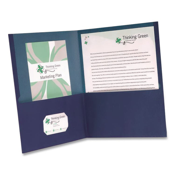 Earthwise by Oxford 100% Recycled Twin-Pocket Folder, Accommodates (100) 11 x 8.5 Sheets, Blue, 10/Pack