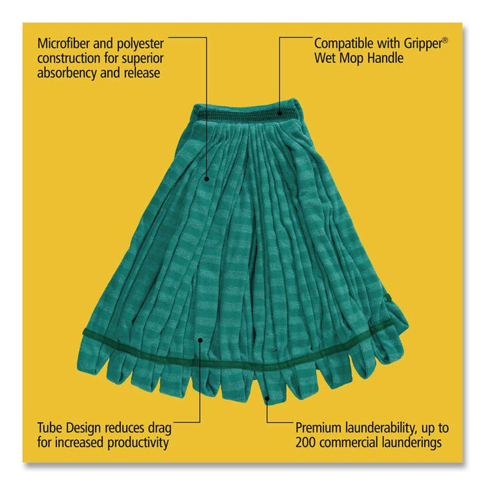 Microfiber Tube Wet Mop, Microfiber/Polyester, Medium, Green
