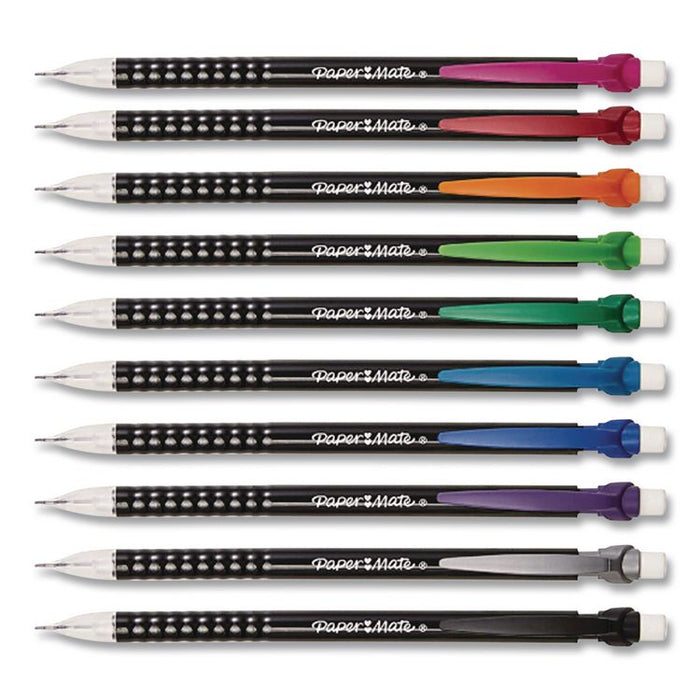 Write Bros Mechanical Pencil, 0.7 mm, HB (#2), Black Lead, Black Barrel with Assorted Clip Colors, 24/Box