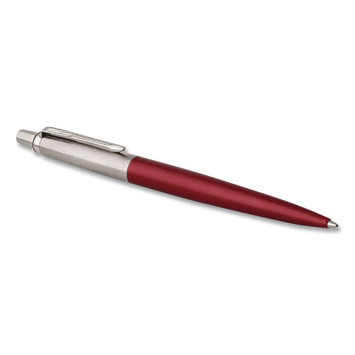 Jotter Ballpoint Pen, Retractable, Medium 0.7 mm, Blue Ink, Kensington Red/Chrome Barrel