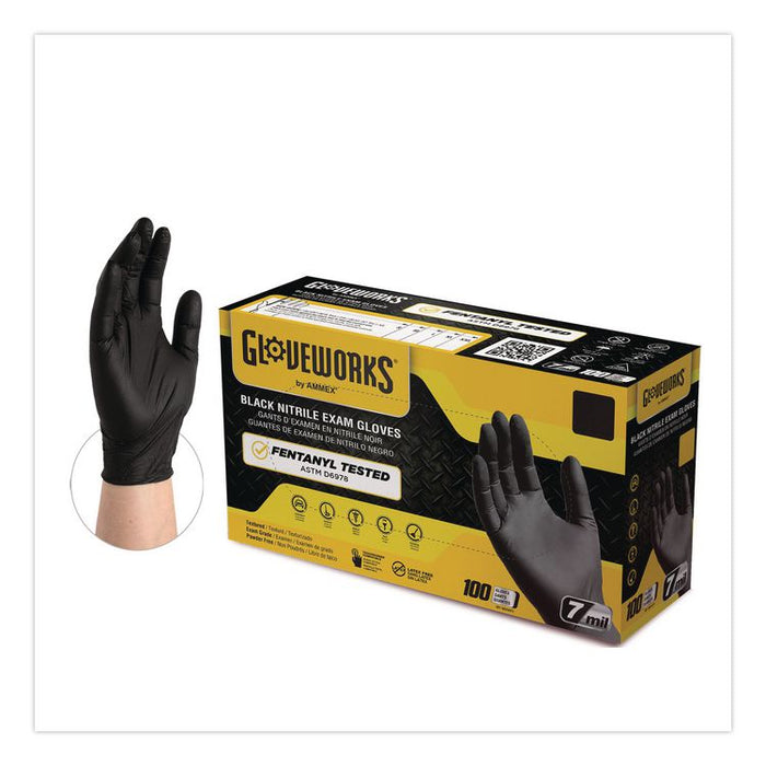 Nitrile Exam Gloves, Powder-Free, Small, 7 mil Thick, 9.5" Long, Black, 100/Box, 10 Boxes/Carton