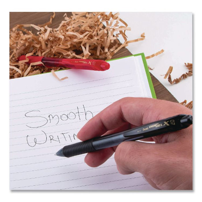 EnerGel-X Gel Pen, Retractable, Medium 0.7 mm, Black Ink, Smoke/Black Barrel, 5/Pack