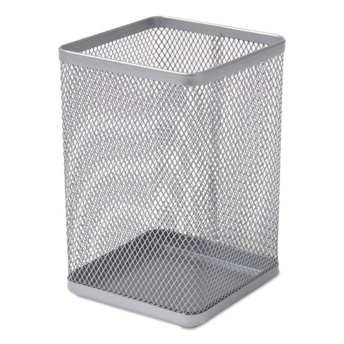 Wire Mesh Jumbo Pencil Holder, 4.33 x 4.33 x 6.69, Silver