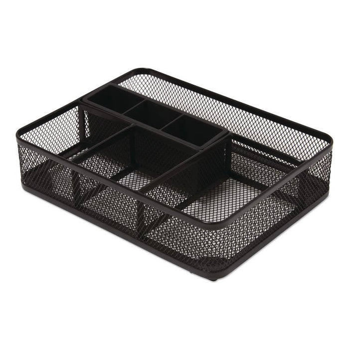 Mesh Drawer Organizer, Seven Compartment, 9.76 x 7.48 x 2.68, Black