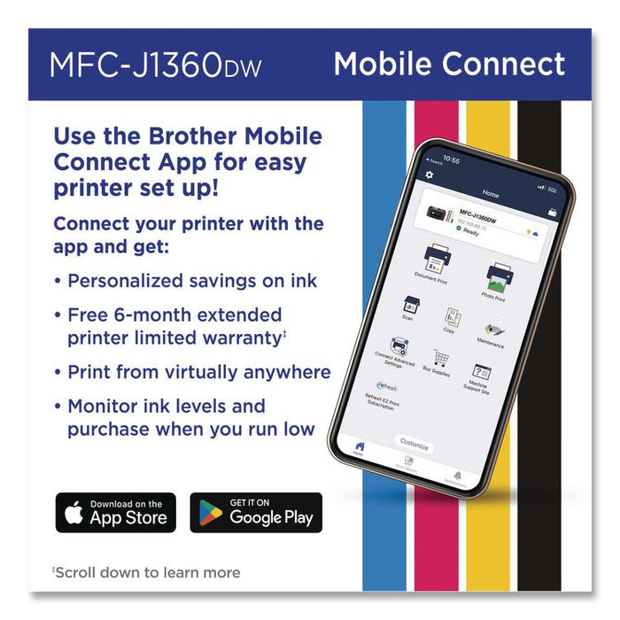 MFCJ1360DW Work Smart 1360 Wireless Color Inkjet AIO Printer, Copy/Print/Scan