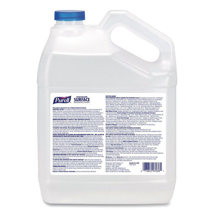 Healthcare Surface Disinfectant, Fragrance-Free, 1 gal Bottle, 4/Carton