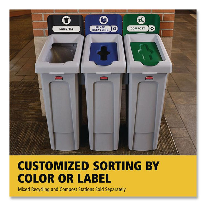 Slim Jim Recycling Station Kit, 1-Stream Landfill, 23 gal, Plastic, Gray/Black