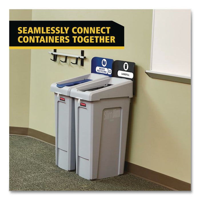 Slim Jim Recycling Station Kit, 1-Stream Landfill, 23 gal, Plastic, Gray/Black