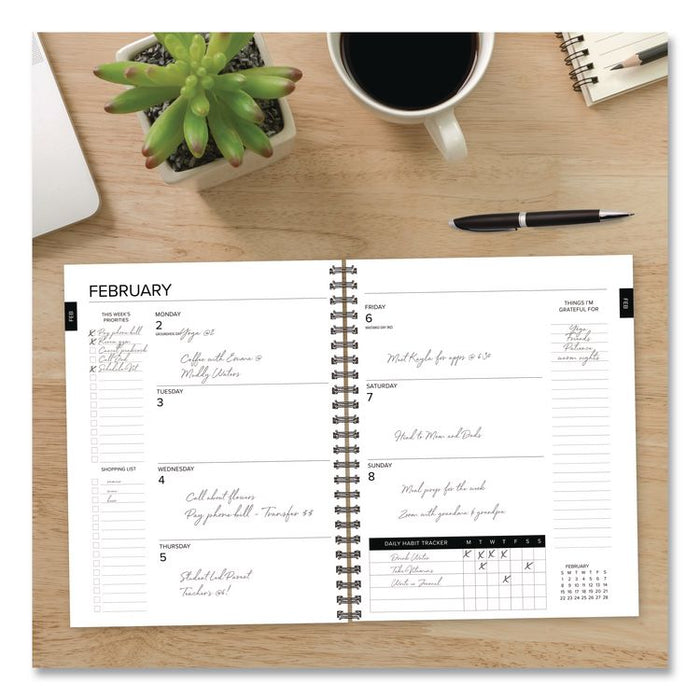 Basic Black Weekly/Monthly Planner, 8.5 x 6.5 Black Cover, 12-Month (Jan to Dec): 2026