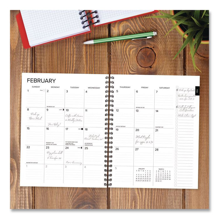 Basic Black Weekly/Monthly Planner, 8.5 x 6.5 Black Cover, 12-Month (Jan to Dec): 2026