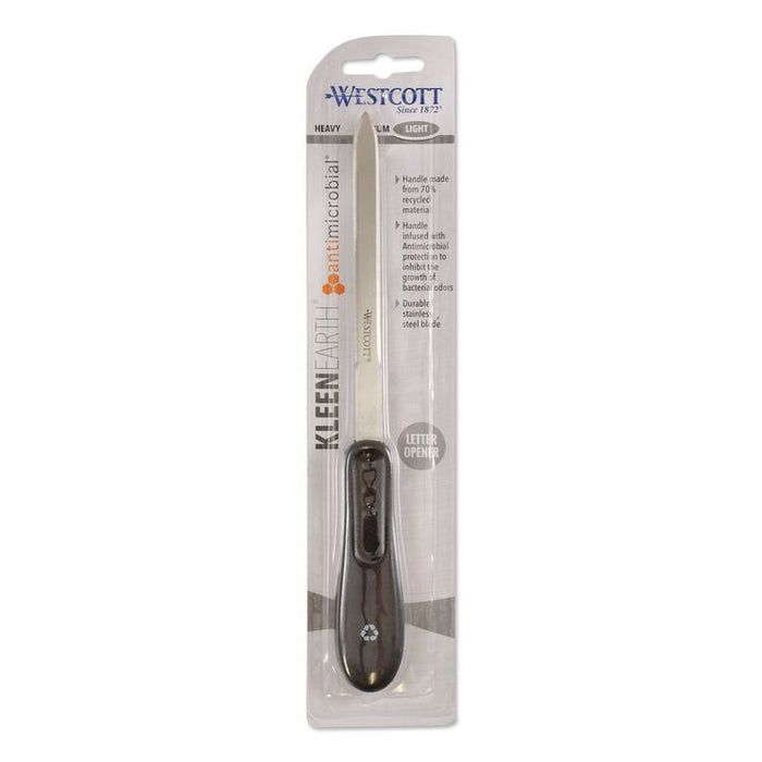 KleenEarth Recycled Letter Opener with Antimicrobial Protection, 9", Black
