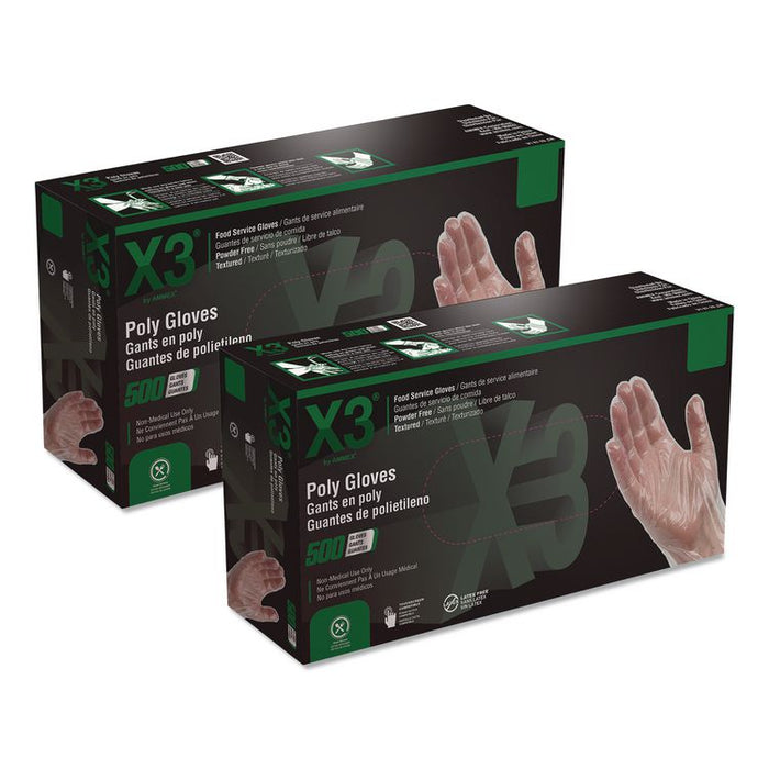 Polyethylene Food Safe Industrial Gloves, Powder-Free, Large, Clear, 500/Box, 20 Boxes/Carton