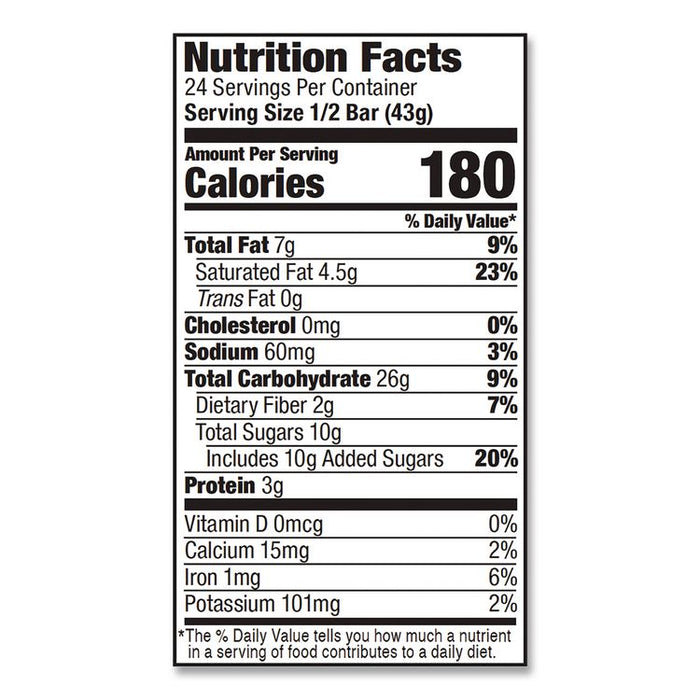 Oatmeal Bars, Peanut Butter Chocolate Chip, 3 oz Individually Wrapped, 12/Box