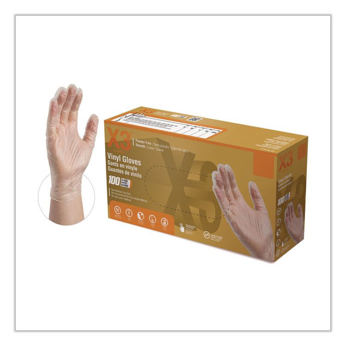 Industrial Vinyl Gloves, Powder-Free, Medium, 3 mil Thick, 9.5" Long, Clear, 100/Box