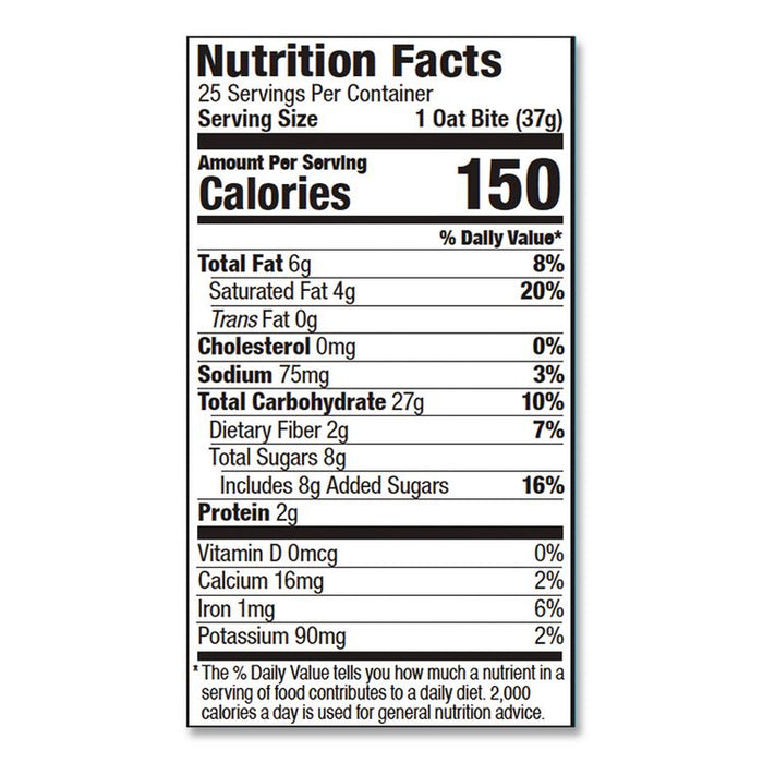 Oatmeal Bites, Chocolate Chip, 1.3 oz Individually Wrapped, 25/Box