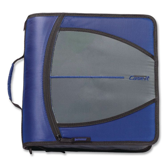 Mighty Zip Tab Binder, 3 Rings, 3" Capacity, 11 x 8.5, Blue