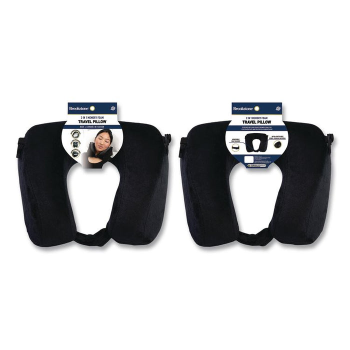 Memory Foam Fleece Travel Pillow, One Size Fits Most, 9.84 x 4.1 x 9, Black