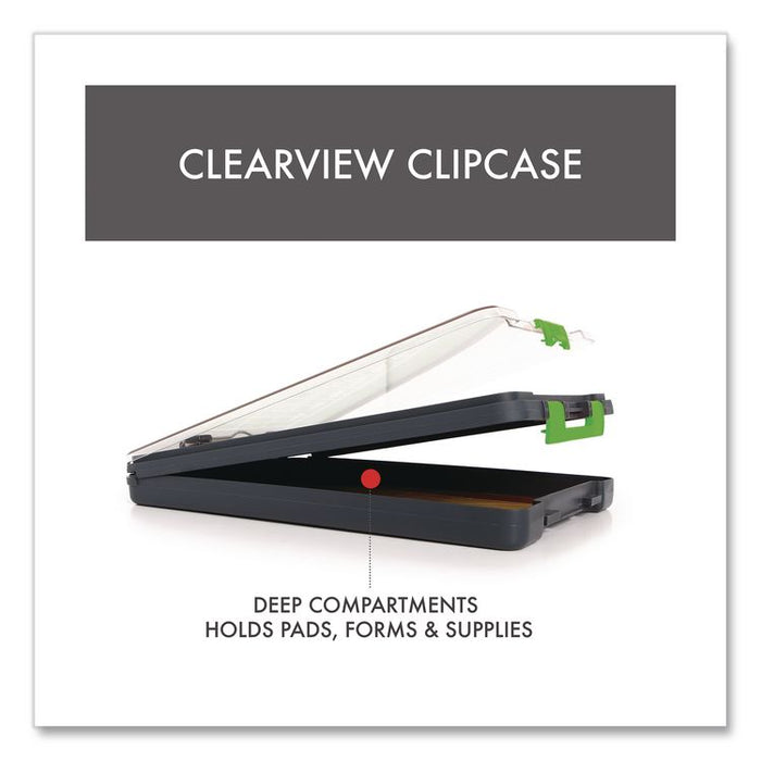 ClearView Clipcase Storage Clipboard, 0.35" Clip Capacity, Holds 8.87 x 12.25 Sheets, Gray/Green
