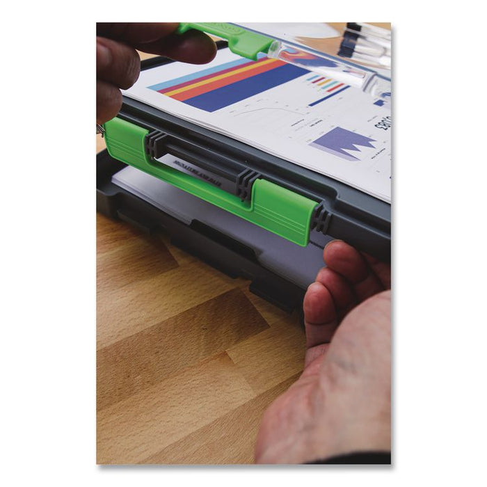 ClearView Clipcase Storage Clipboard, 0.35" Clip Capacity, Holds 8.87 x 12.25 Sheets, Gray/Green