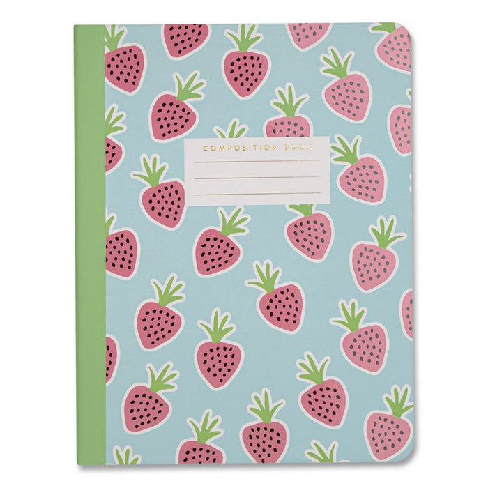 Designer Composition Book, Randomly Assorted Banana and Strawberry Cover Designs, Wide/Legal Rule, (80) 9.75 x 7.5 Sheets