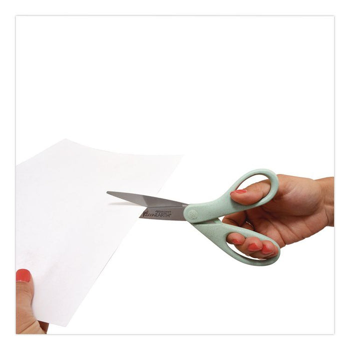 KleenEarth Rice Husk Scissors, Pointed Tip, 8" Long, Straight Sage Blue Handle