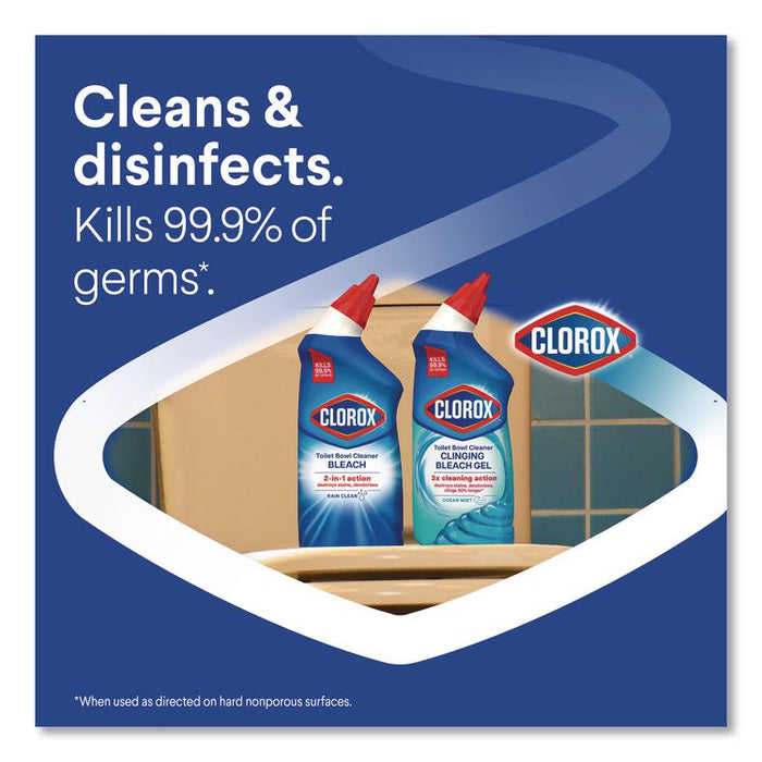 Disinfecting Toilet Bowl Cleaner with Bleach, Rain Clean Scent, 24 oz Bottle, 2/Pack, 6 Packs/Carton