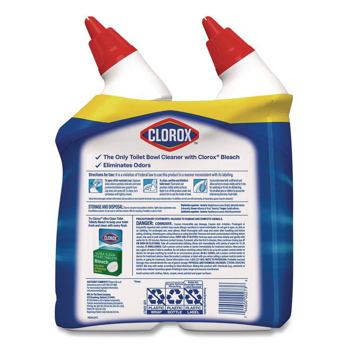 Disinfecting Toilet Bowl Cleaner with Bleach, Rain Clean Scent, 24 oz Bottle, 2/Pack, 6 Packs/Carton