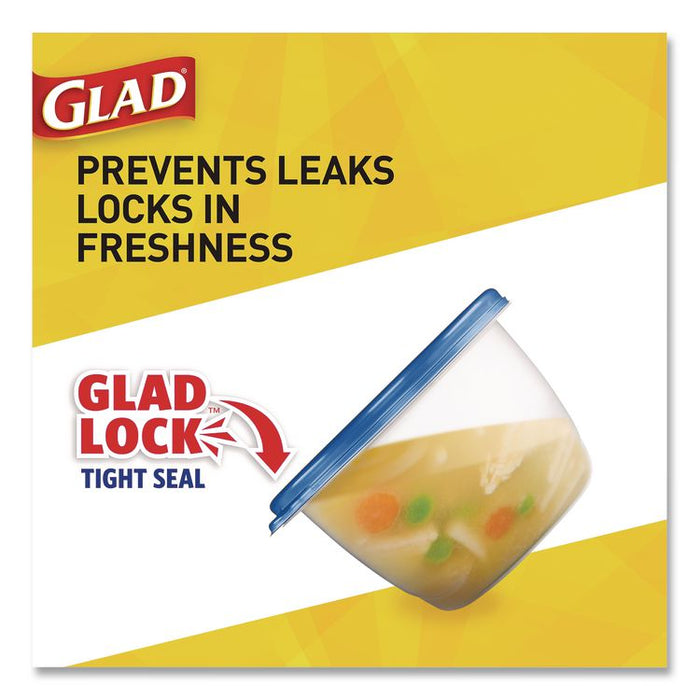 Soup and Salad Containers, Medium Rectangle, 24 oz, 6.49 x 4.86 x 2.98, Clear/Bue, Plastic, 5/Pack