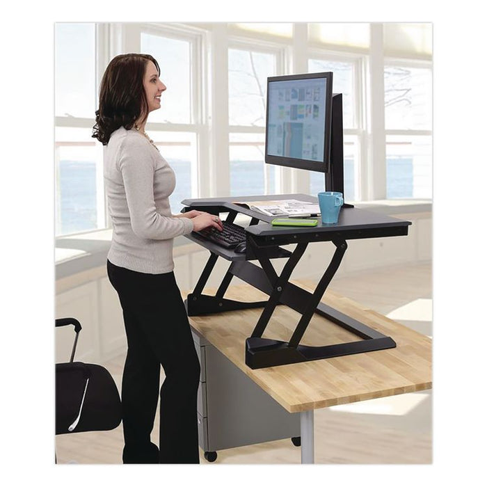 WorkFit-T Adjustable Standing Desk Converter, 35" x 23.3" x 5" to 20", Gray/Black