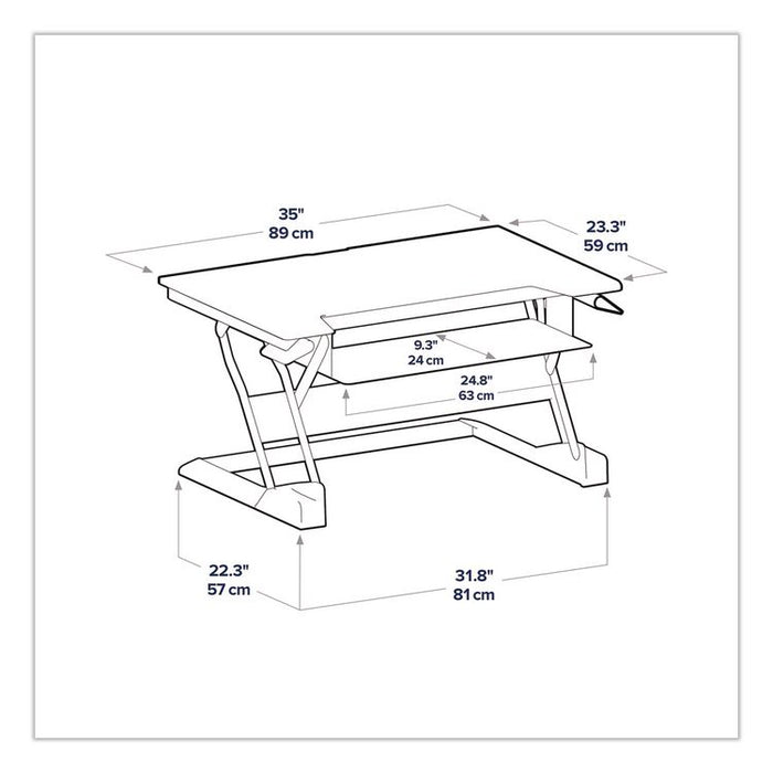 WorkFit-T Adjustable Standing Desk Converter, 35" x 23.3" x 5" to 20", Gray/Black