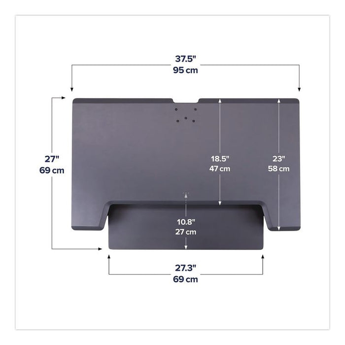 WorkFit-TL Adjustable Standing Desk Converter, 37.5" x 27" x 5" to 20", Dark Gray/Black