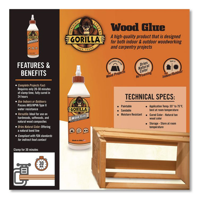 Wood Glue, 18 oz, Dries Light Tan