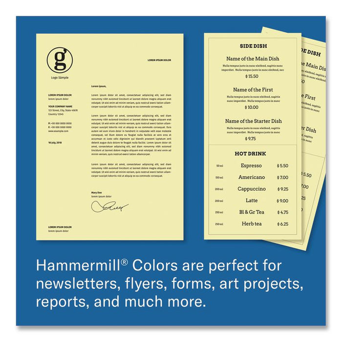 Colors Print Paper, 24 lb Bond Weight, 8.5 x 11, Canary, 500/Ream