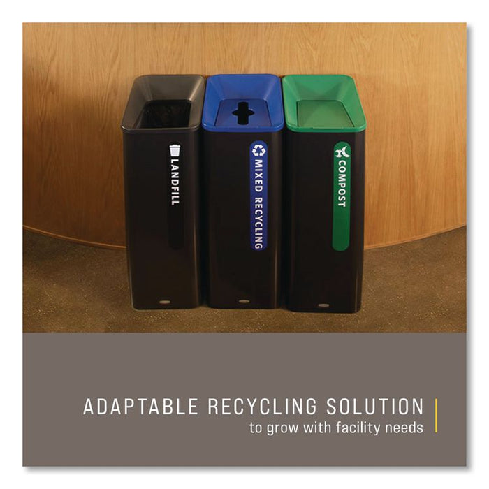 Sustain Decorative Refuse with Recycling Lid, 23 gal, Metal/Plastic, Black/Green
