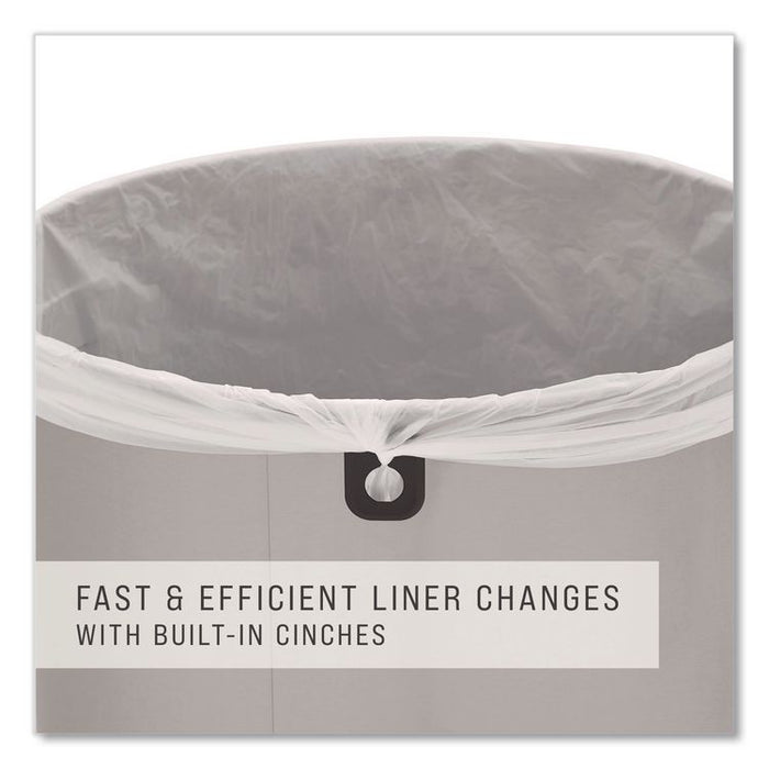 Refine Series Half Round Waste Receptacle, 16 gal, Plastic/Stainless Steel
