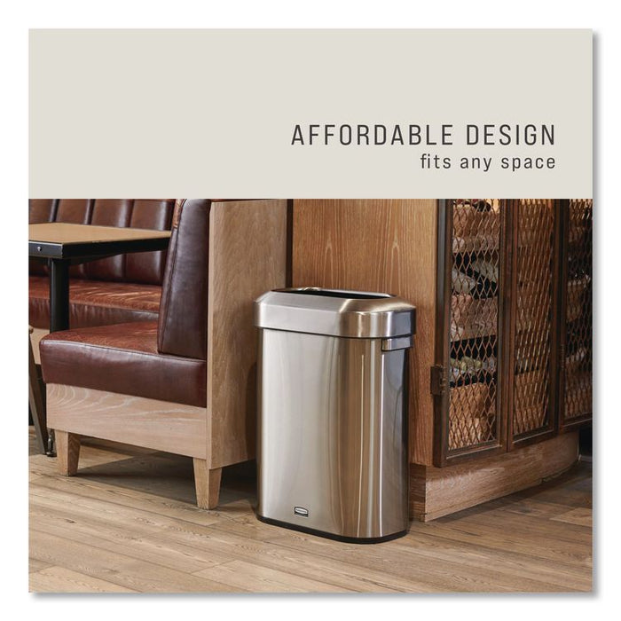 Refine Series Waste Receptacle, 15 gal, Plastic/Stainless Steel