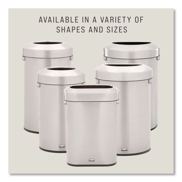 Refine Series Waste Receptacle, 15 gal, Plastic/Stainless Steel