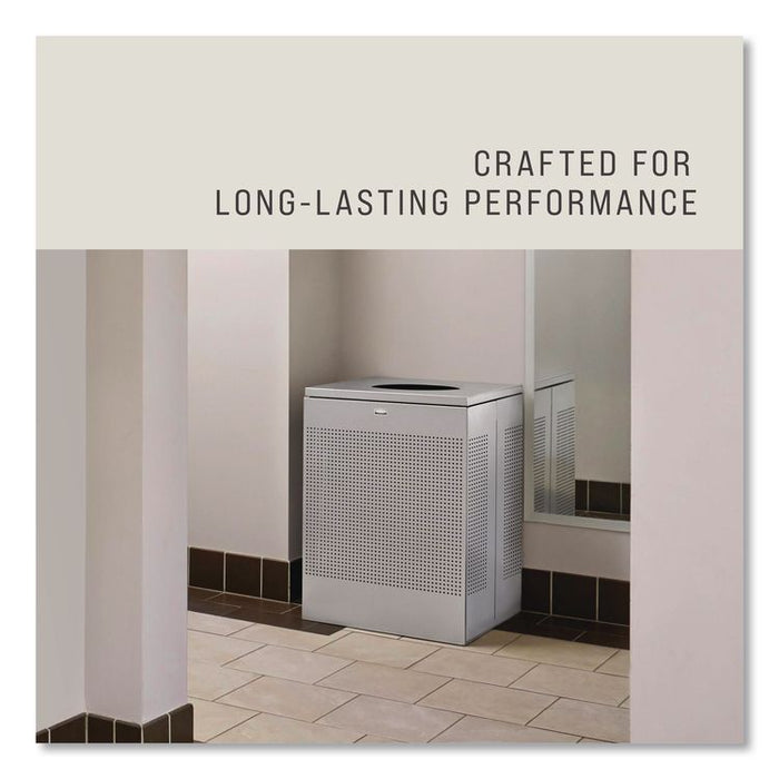 Designer Line Silhouettes Waste Receptacle, 16 gal, Steel, Silver Metallic