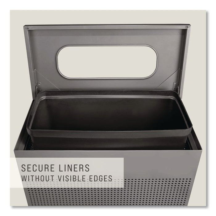 Designer Line Silhouettes Waste Receptacle, 22.5 gal, Steel, Silver Metallic