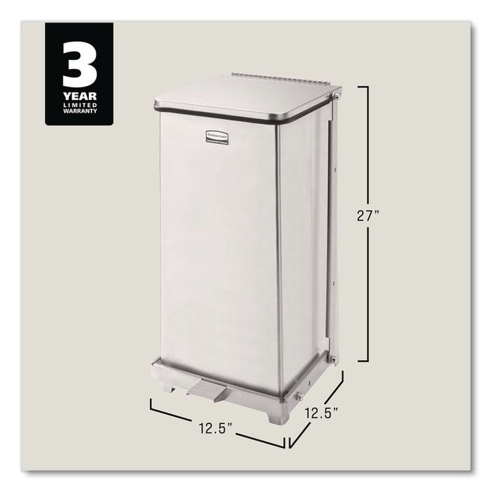 Defenders Heavy-Duty Steel Step Can, 13 gal, Steel, Stainless Steel