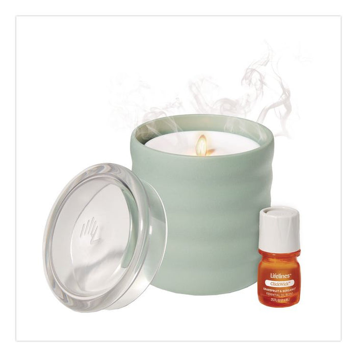 Aromatherapy Essential Oil Flameless Candle Diffuser with Citrus Grove Essential Oil, 5.5 x 5.5 x 5.5, Sage Green