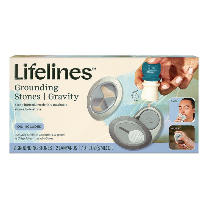 Essential Oil Meditative Grounding Stones and Crisp Mountain Air Essential Oil, Gray, 2/Pack