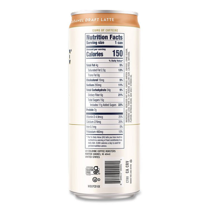 Draft Latte Cold Brew, Caramel Latte, 11 oz Can, 12/Carton