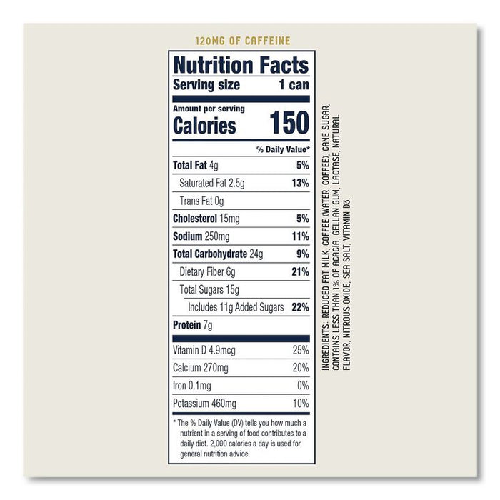 Draft Latte Cold Brew, Caramel Latte, 11 oz Can, 12/Carton