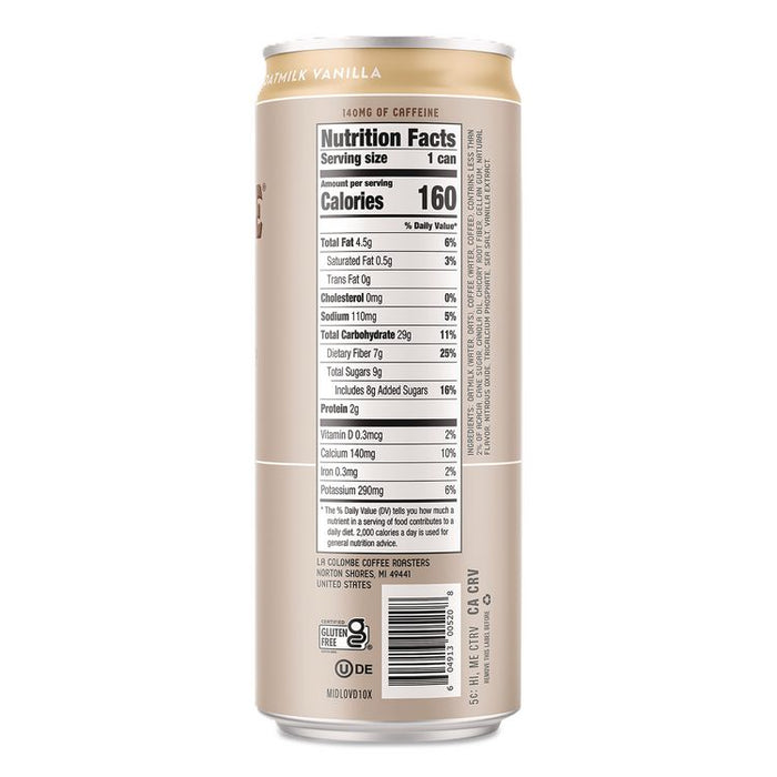 Draft Latte Cold Brew, Vanilla Latte with Oat Milk, 11 oz Can, 12/Carton