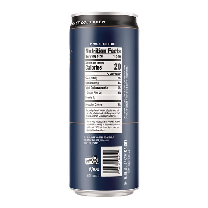 Cold Brew Coffee, Black, 11 oz Can, 12/Carton