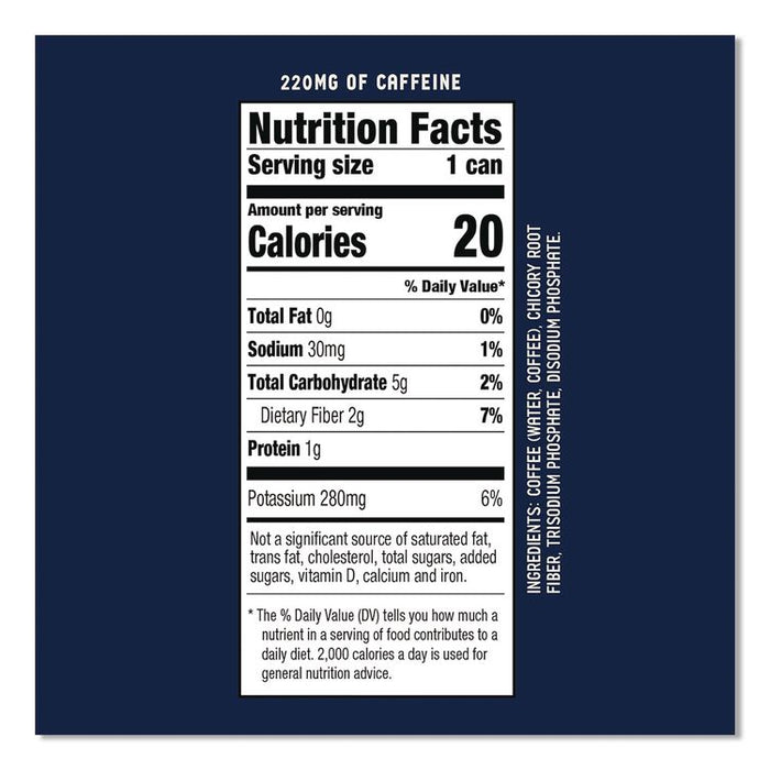 Cold Brew Coffee, Black, 11 oz Can, 12/Carton