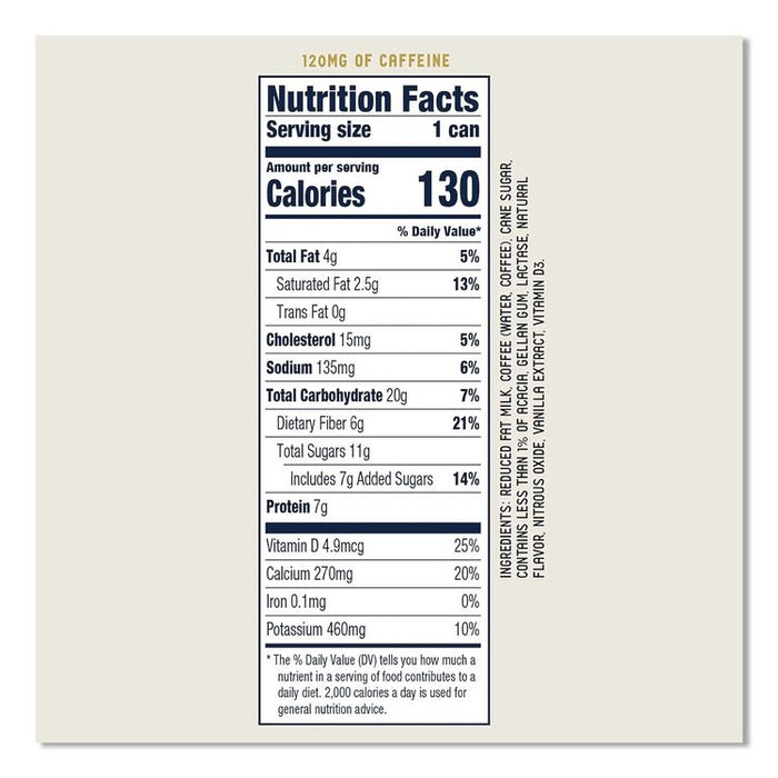 Draft Latte Cold Brew, Vanilla Latte, 11 oz Can, 12/Carton
