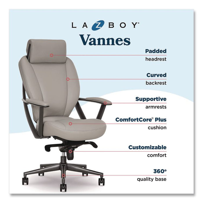 Vannes Ergonomic Executive Chair, Supports Up to 275 lb, 20.5" to 23.5" Seat Height, Light Gray Seat and Back, Dark Gray Base