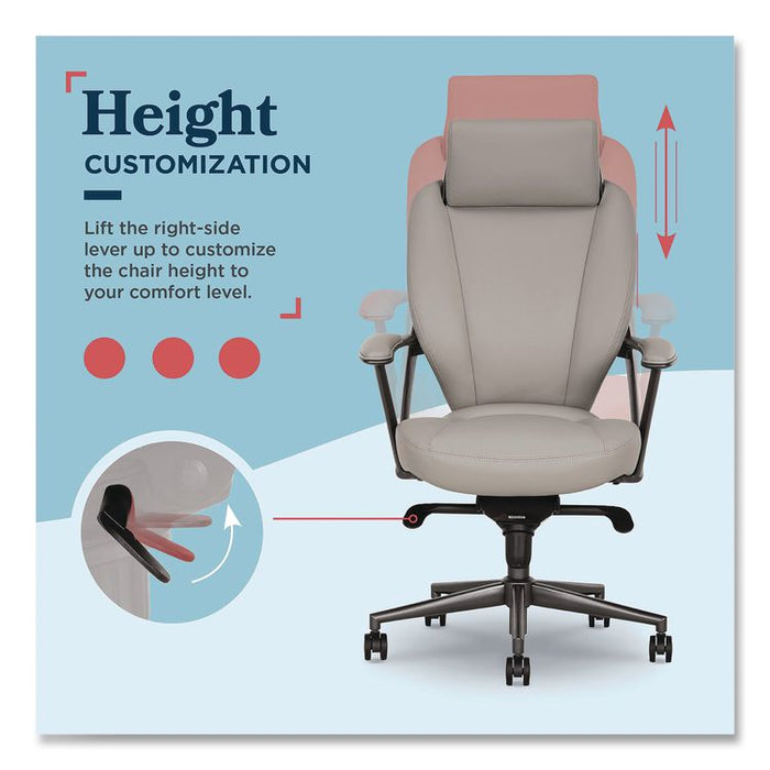 Vannes Ergonomic Executive Chair, Supports Up to 275 lb, 20.5" to 23.5" Seat Height, Light Gray Seat and Back, Dark Gray Base